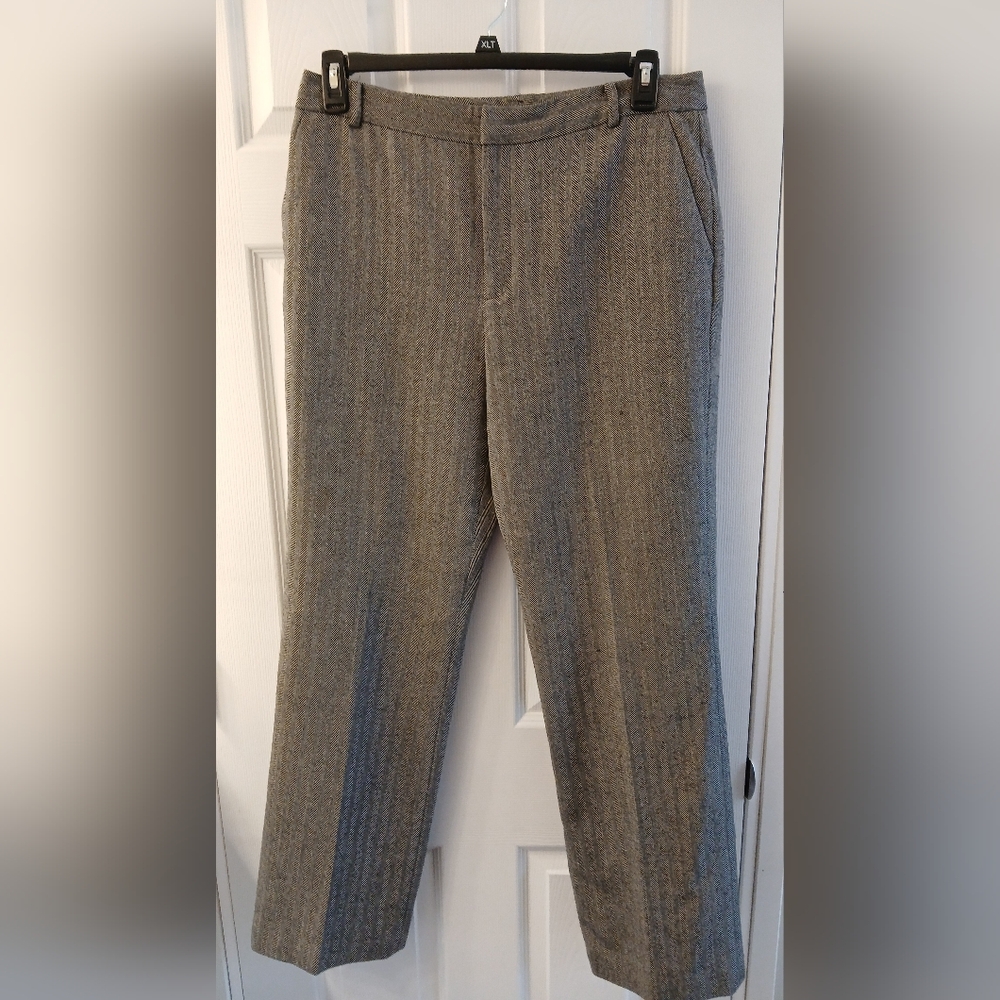 Chaps Women’s 100% Wool Chevron Trousers – Size 12 – Black/White